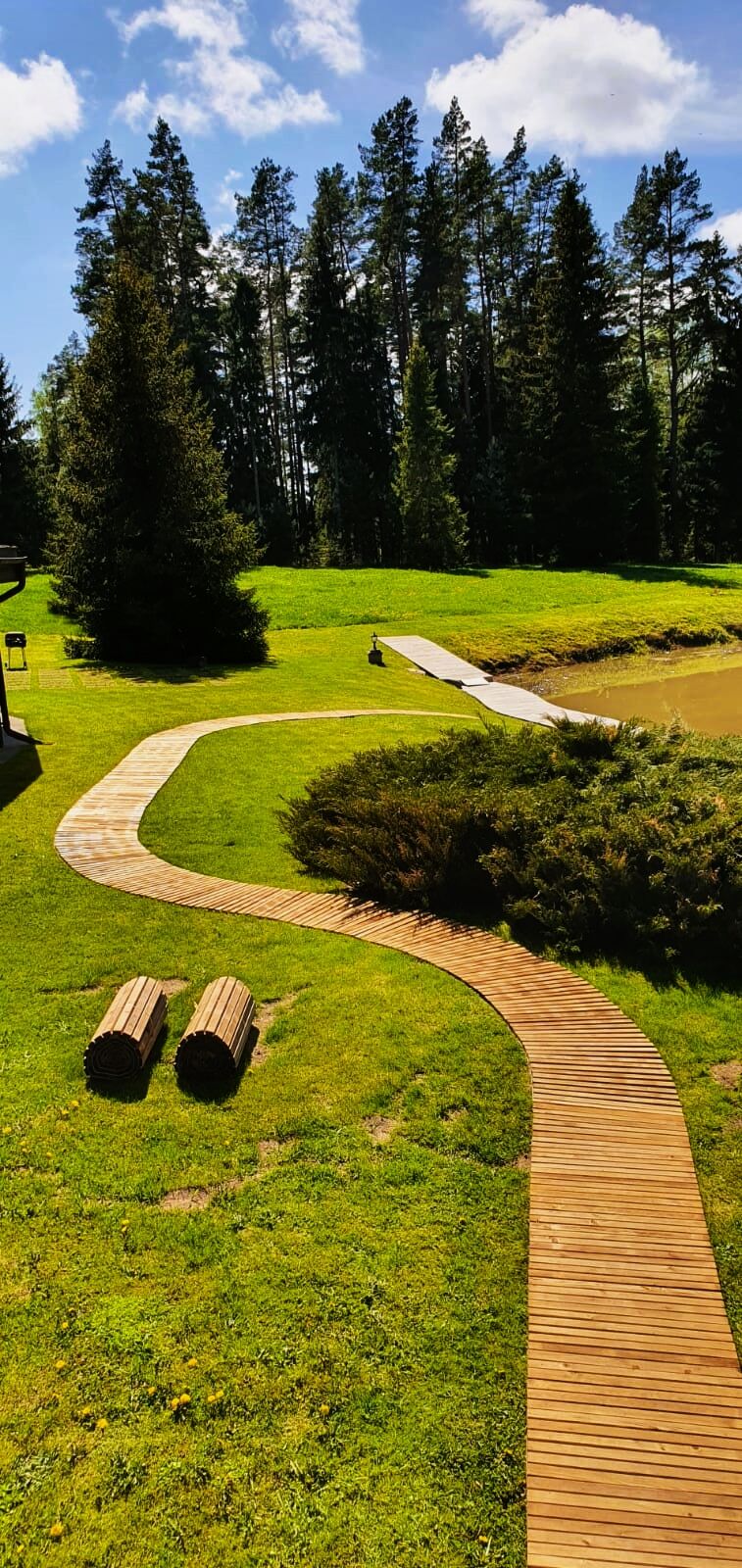 Rollable walkways with radius turns 3 durable wooden walkway for garden and outdoors