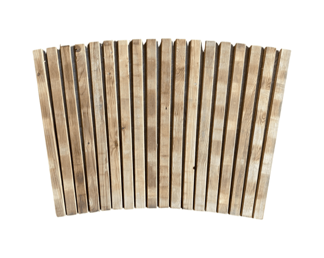 curved wooden walkway