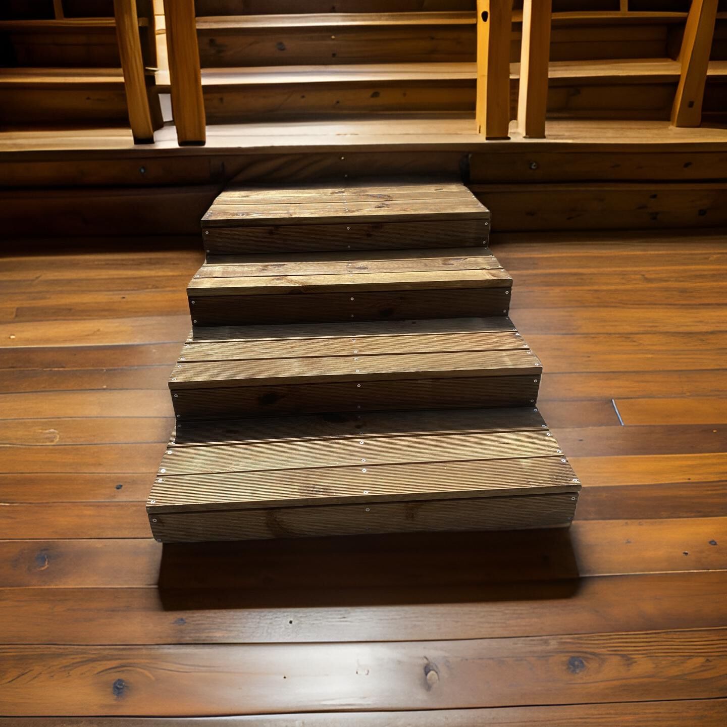 wooden step at the house entrance