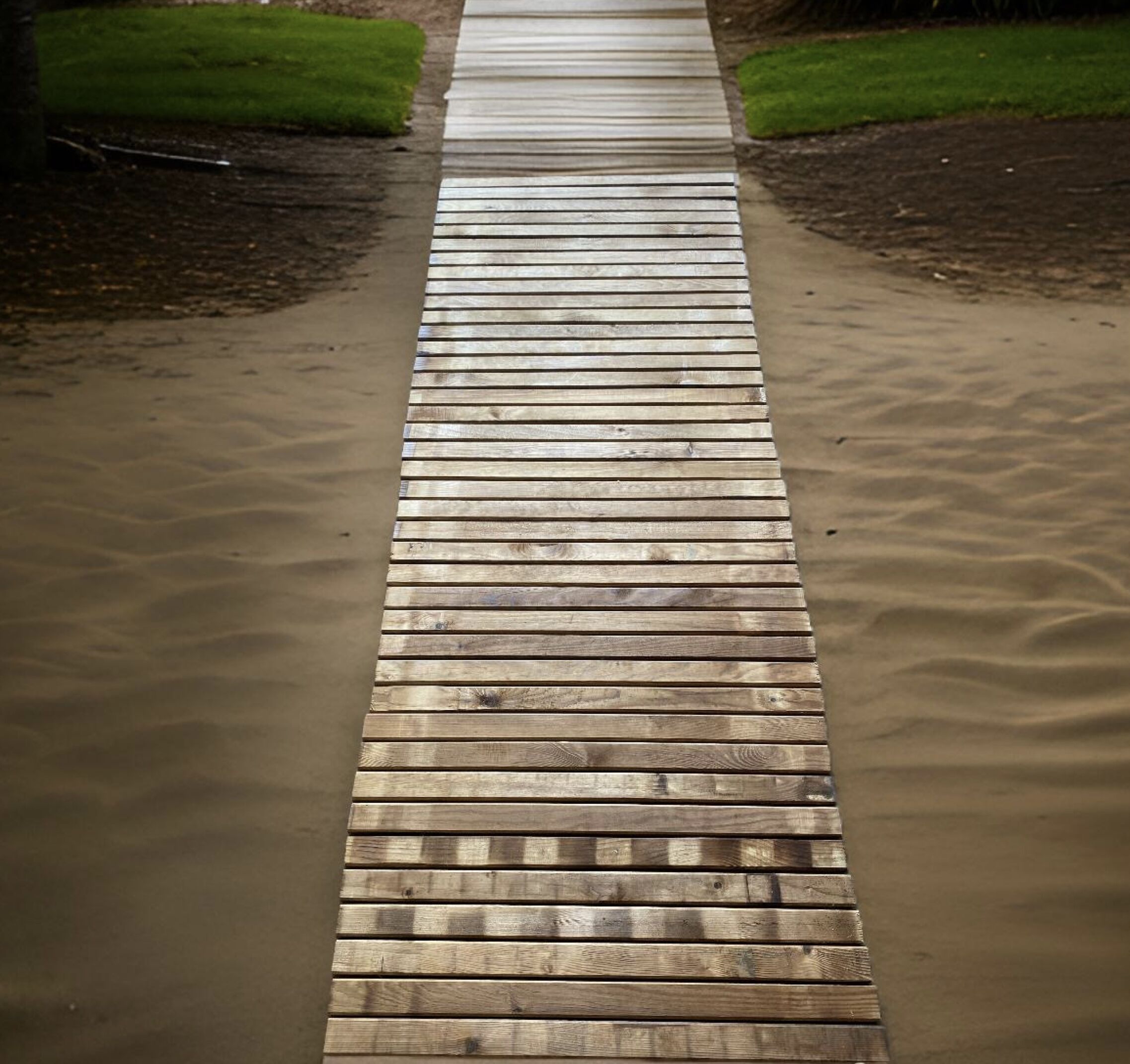 wooden walkway for beach party