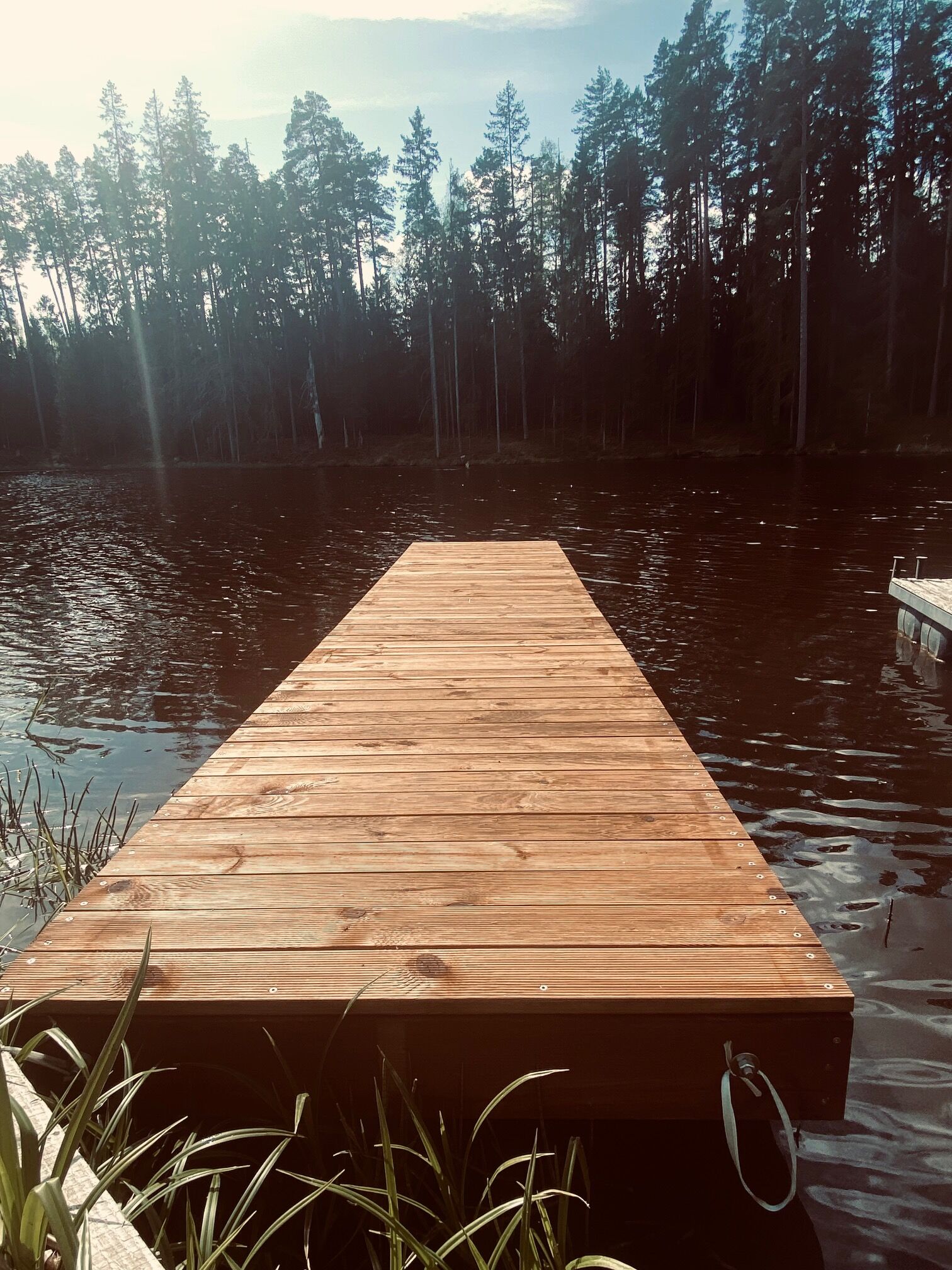 wooden floating deck bridge