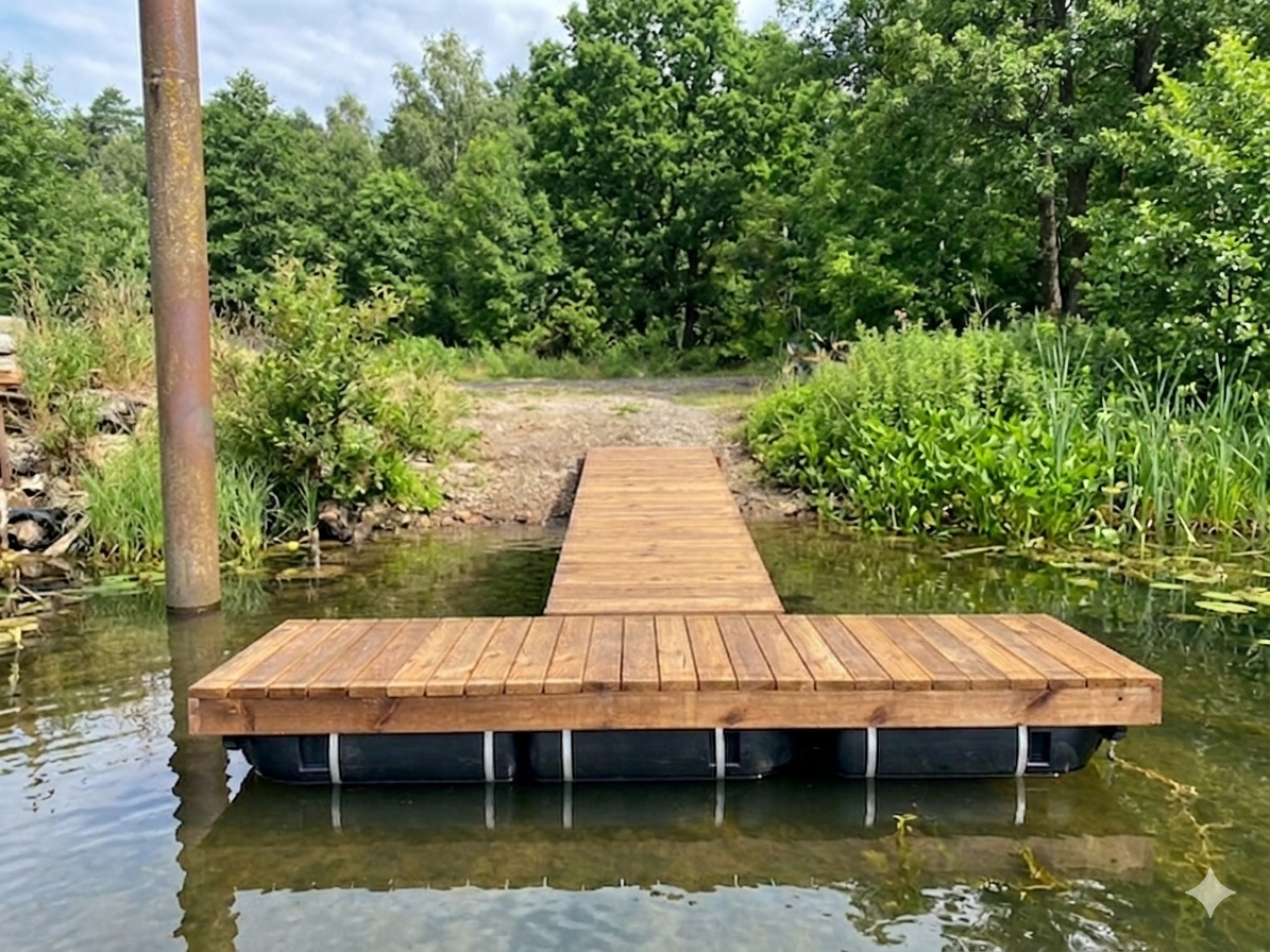 access ramp and pontoon block 75 cm wooden deck block